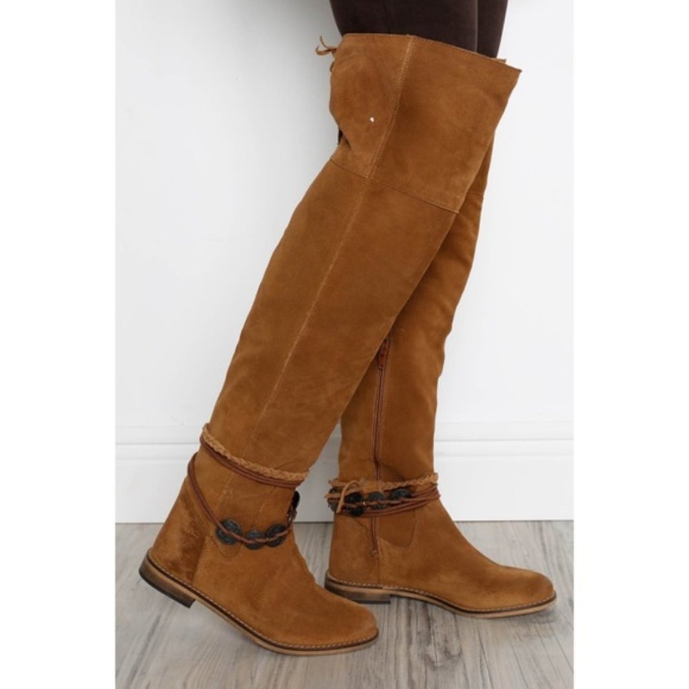 Genuine SuedeLeather Boho OvertheKnee Boot